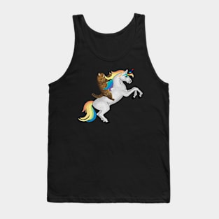 Funny Cat riding Unicorn, Love Unicorns Tank Top